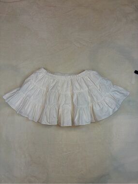 MOProbably White Tiered Ruffle Mini Skirt Cottagecore Size 36
